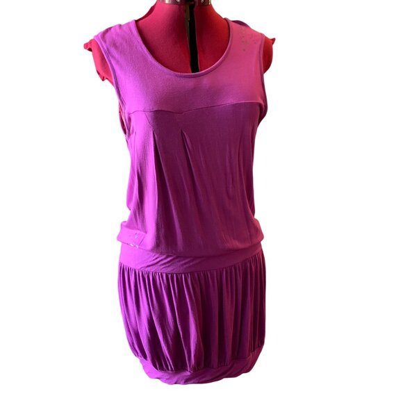 SKUNKUNK fuchsia dress - bubble on hips drop waist loose top - medium - Picture 1 of 11